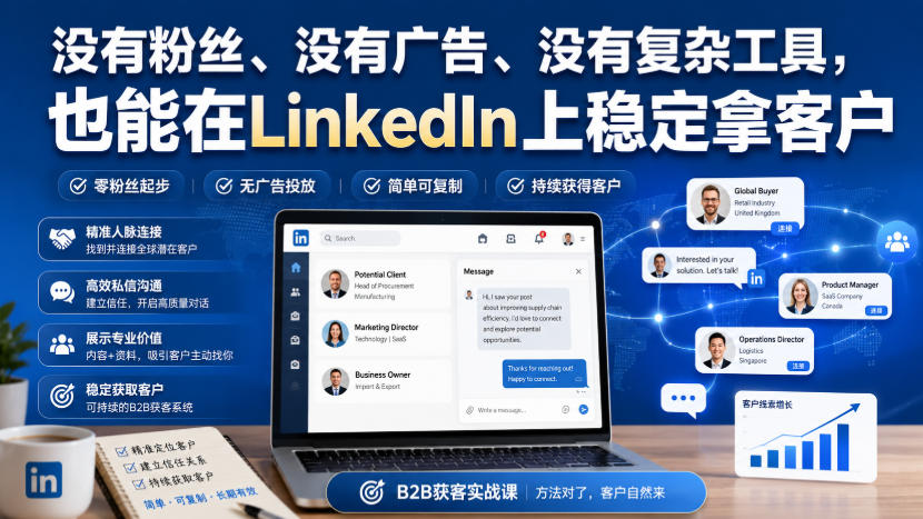 没有粉丝、没有广告、没有复杂工具，也能在LinkedIn上稳定拿客户【原创双语字幕】 - 福创网