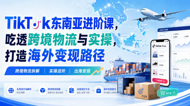 TikTok东南亚进阶课，吃透跨境物流与实操，打造海外变现路径 - 福创网