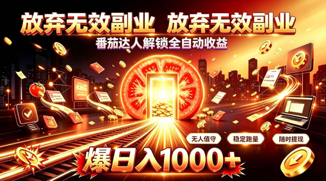 放弃无效副业，番茄达人解锁全自动收益，日入1k+，门槛最低的线上轻资产项目 - 福创网