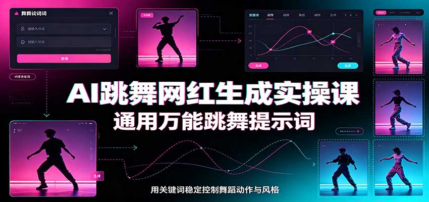 AI跳舞网红生成实操课：通用万能跳舞提示词，多模型适配，人物舞蹈视频制作全套教学 - 福创网