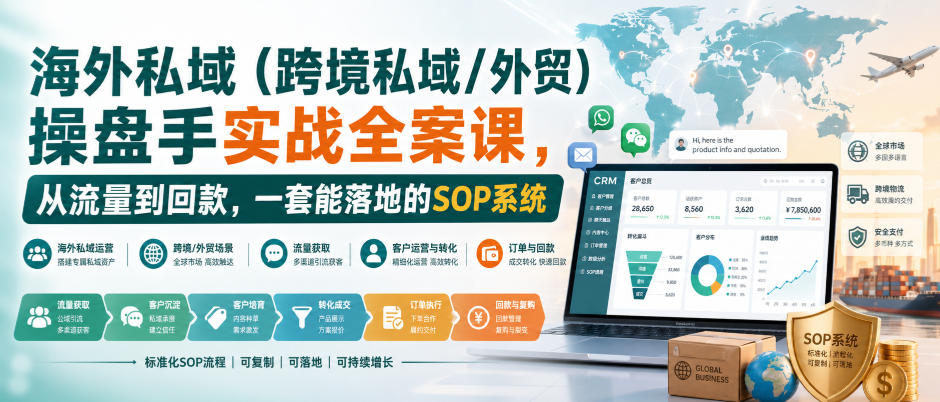 海外私域(跨境私域/外贸)操盘手实战全案课，从流量到回款，一套能落地的SOP系统 - 福创网