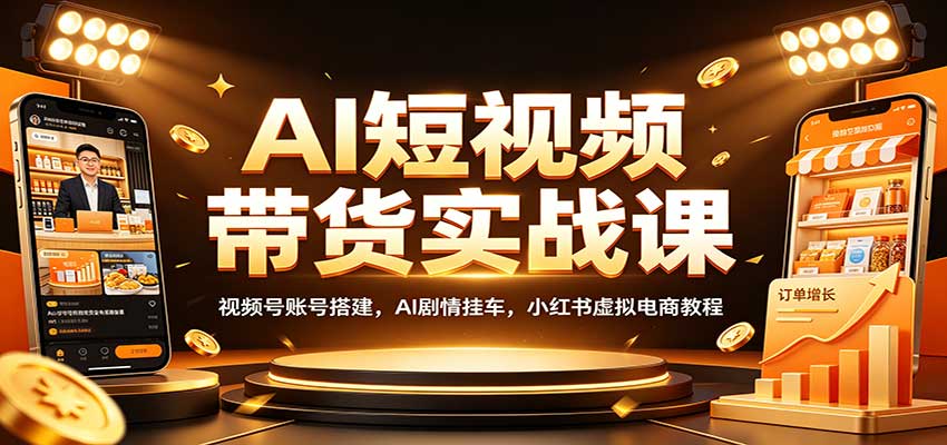 AI短视频带货实战课：视频号账号搭建，AI剧情挂车，小红书虚拟电商教程 - 福创网