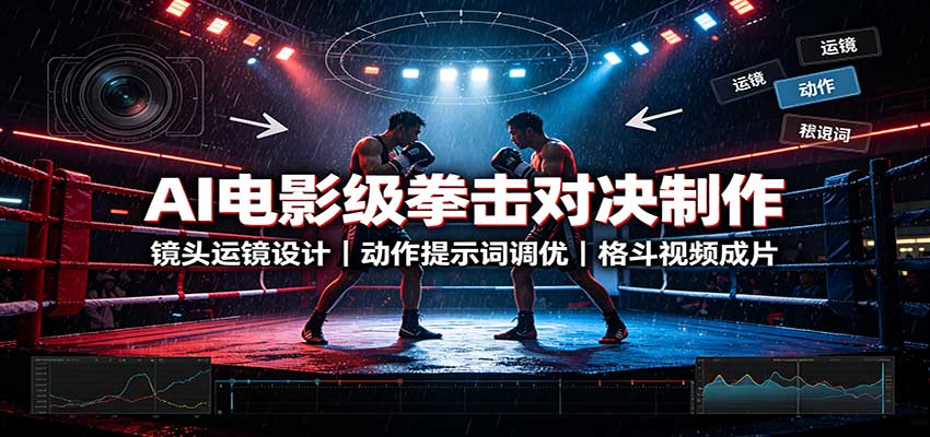 AI电影级拳击对决制作：镜头运镜设计，动作提示词调优，格斗视频成片 - 福创网