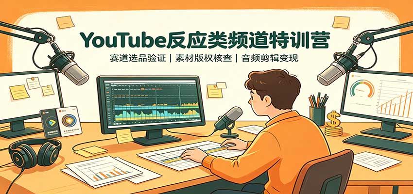 YouTube反应类频道特训营：赛道选品验证，素材版权核查，音频剪辑变现 - 福创网