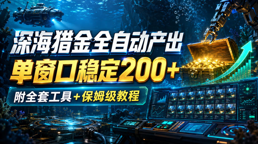 深海猎金全自动产出，单窗口稳定200+，附全套工具+保姆级教程【揭秘】 - 福创网