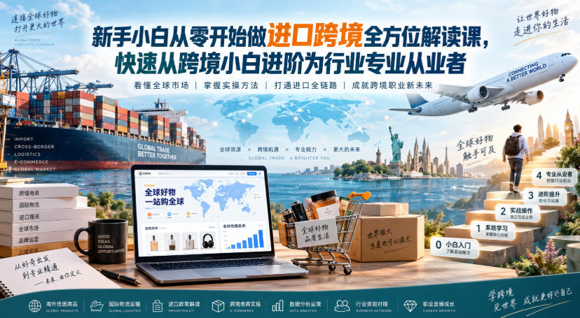 新手小白从零开始做进口跨境全方位解读课，快速从跨境小白进阶为行业专业从业者 - 福创网