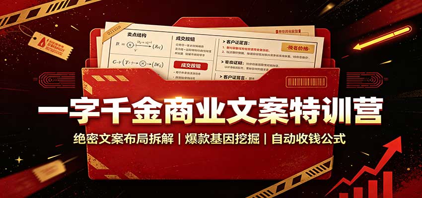 一字千金商业文案特训营：绝密文案布局拆解，爆款基因挖掘，自动收钱公式 - 福创网