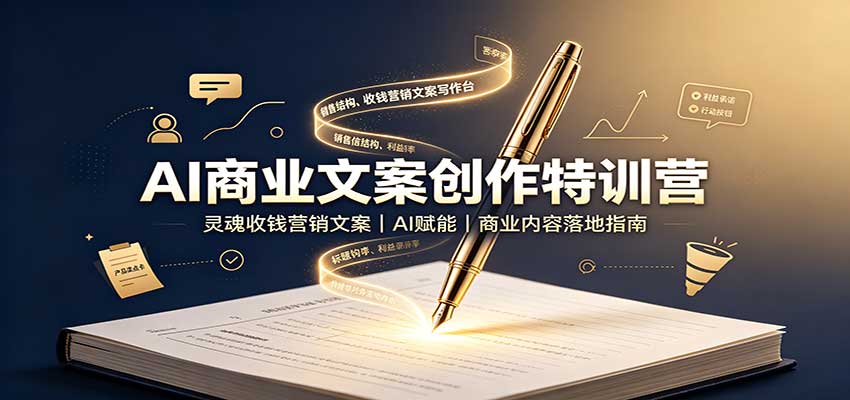 AI商业文案创作特训营：灵魂收钱营销文案，AI赋能，商业内容落地指南 - 福创网