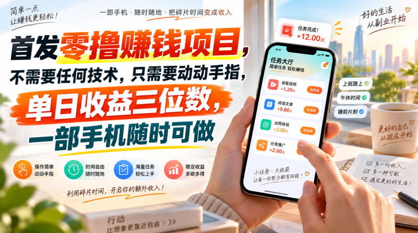 首发零撸賺钱项目，不需要任何技术，只需要动动手指，单日收益三位数，一部手机随时可做【揭秘】 - 福创网