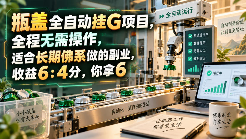 瓶盖全自动挂G项目，全程无需操作，适合长期佛系做的副业，收益6：4分，你拿6【揭秘】 - 福创网