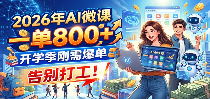 2026年AI微课，一单800+，开学季刚需爆单，告别打工！ - 福创网