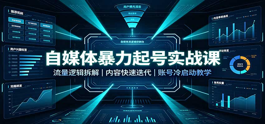 自媒体暴力起号实战课：流量逻辑拆解，内容快速迭代，账号冷启动教学 - 福创网