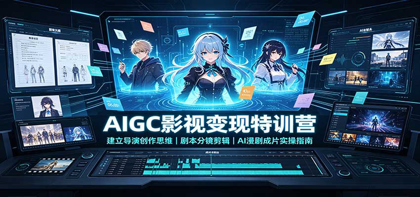 AIGC影视变现特训营：建立导演创作思维，剧本分镜剪辑，AI漫剧成片实操指南 - 福创网