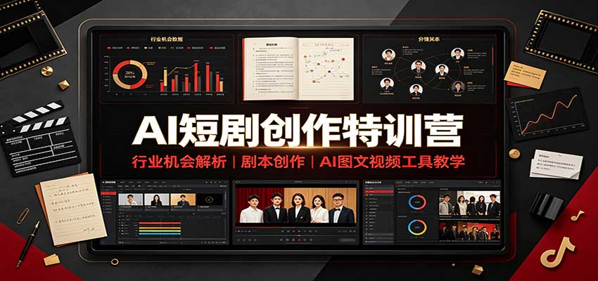 AI短剧创作特训营：行业机会解析，剧本创作，AI图文视频工具教学(文字版) - 福创网