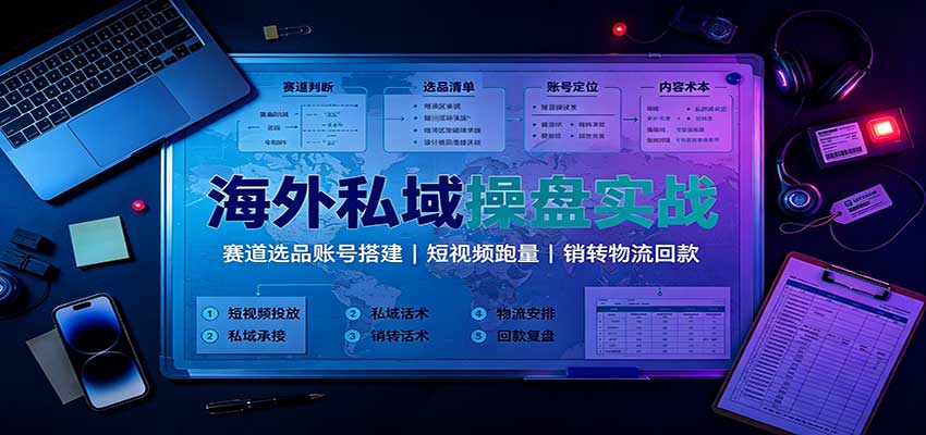 海外私域操盘实战：赛道选品账号搭建，短视频跑量，销转物流回款 - 福创网