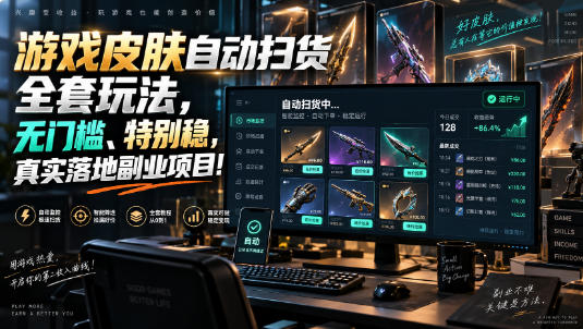 游戏皮肤自动扫货全套玩法，无门槛、特别稳，真实落地副业项目！【揭秘】 - 福创网