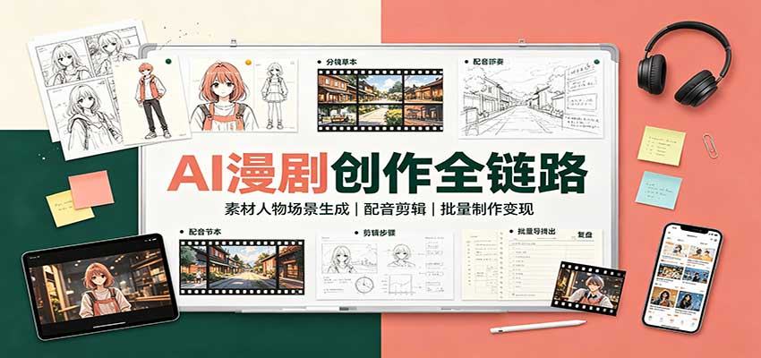 AI漫剧创作全链路：素材人物场景生成，配音剪辑，批量制作变现 - 福创网