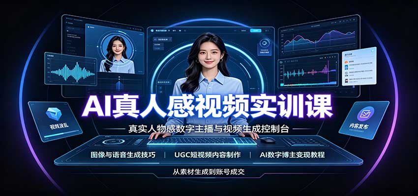 AI真人感视频实训课：图像语音生成，UGC内容制作，AI数字博主变现教程 - 福创网