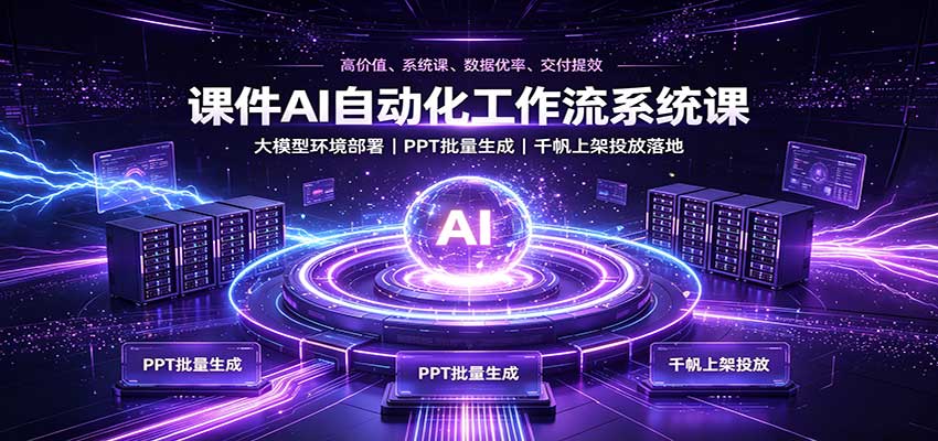 课件AI自动化工作流系统课：大模型环境部署，PPT批量生成，千帆上架投放落地 - 福创网