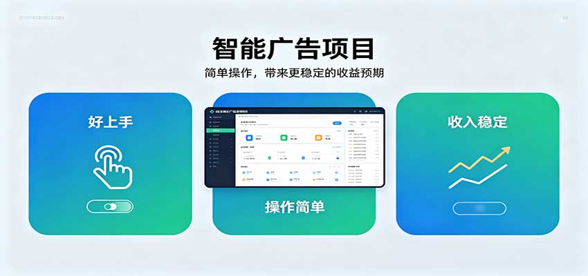智能广告挂机项目，操作简单上手快，收益稳定可持续。稳定日入300+ - 福创网