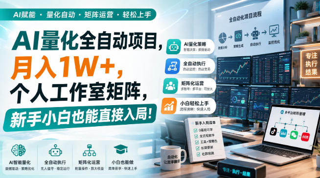 AI量化全自动挂机，月入1W+，个人工作室矩阵，新手小白也能直接入局！ - 福创网