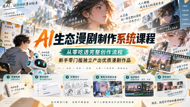 AI生态漫剧制作系统课程，从零吃透完整创作流程，新手零门槛独立产出优质漫剧作品 - 福创网