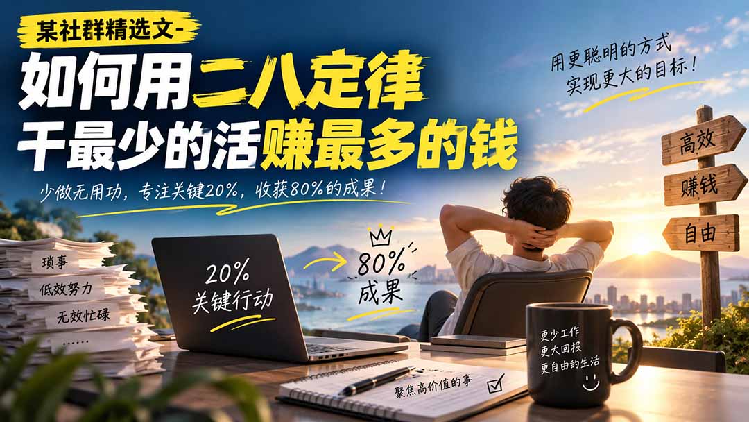 某社群精选文-如何用二八定律干最少的活赚最多的钱 - 福创网