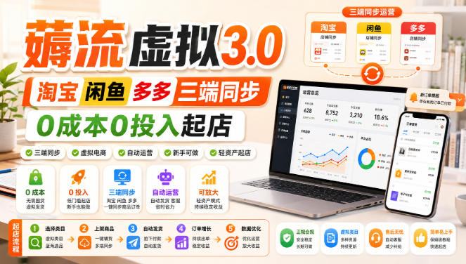 绅白不白·薅流虚拟3.0丨淘宝闲鱼多多三端同步丨0成本0投入起店(更新) - 福创网