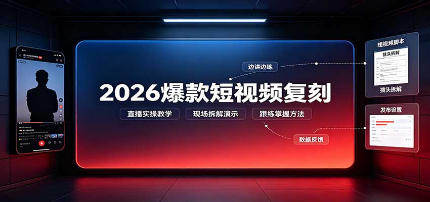 2026爆款短视频复刻：直播实操教学，配套文字文档掌握全流程 - 福创网