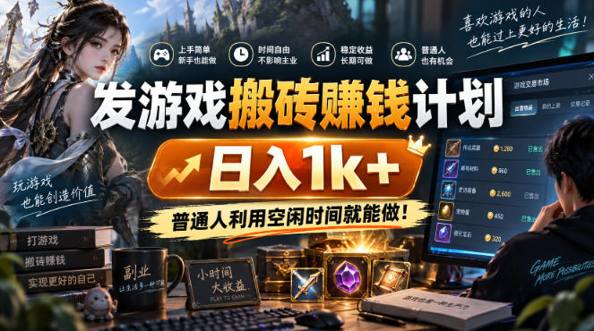 发游戏搬砖賺钱计划，日入1k+，普通人利用空闲时间就能做！【揭秘】 - 福创网