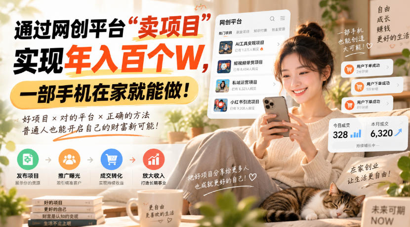 靠卖网创项目变现，一年拿下百万收益！一台手机就能操作！ - 福创网