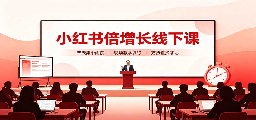 小红书倍增长线下课：三天集中面授，拆解选品、素材制作与起号全链路 - 福创网