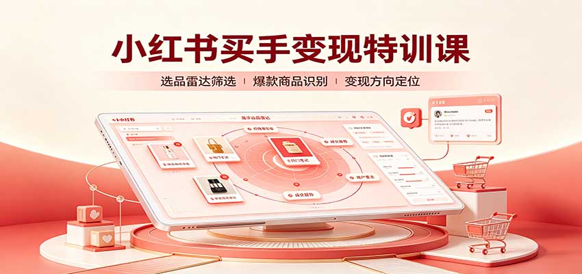 小红书买手变现特训课：账号定位养号起号，选品挂车，笔记标题封面全套教学 - 福创网