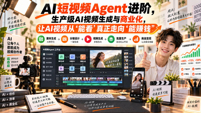 AI短视频Agent进阶，生产级AI视频生成与商业化，让AI视频从”能看”真正走向”能賺钱” - 福创网