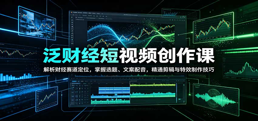 泛财经短视频创作课:解析财经赛道定位,掌握选题、文案配音,精通剪辑与特效制作技巧 - 福创网