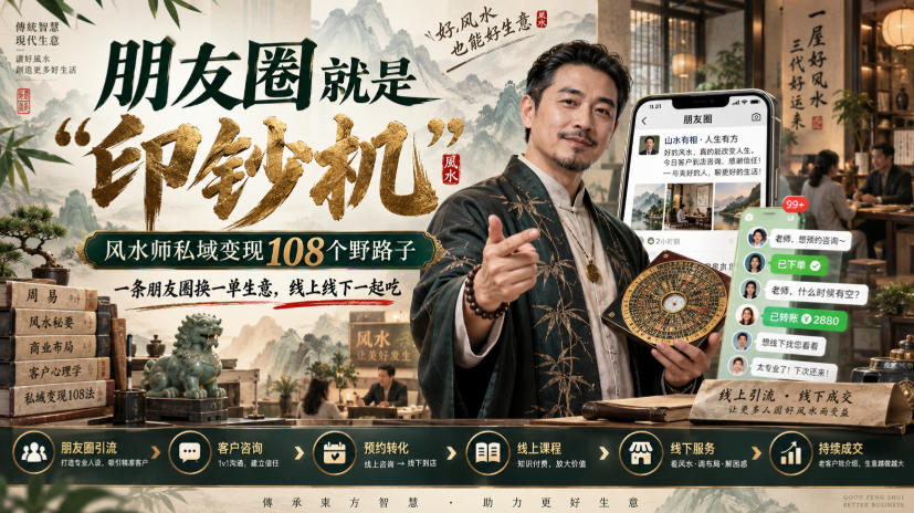 朋友圈就是“印钞机”，风水师私域变现108个野路子，一条朋友圈换一单生意，线上线下一起吃【文档】 - 福创网