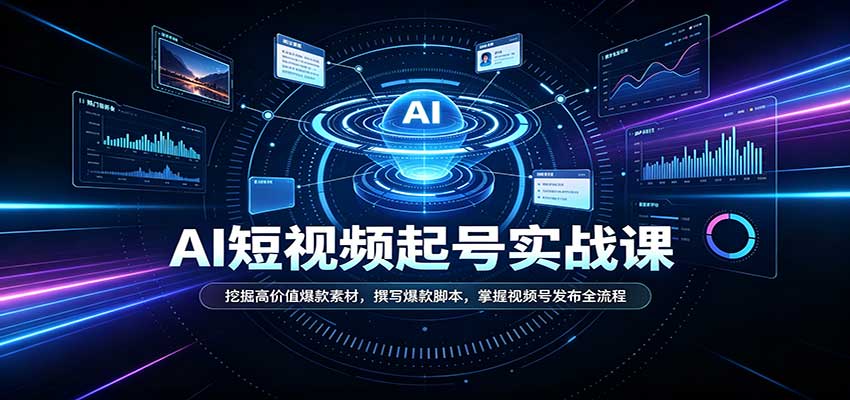 短视频AI起号实战课：挖掘高价值爆款素材，撰写爆款脚本，掌握视频号发布全流程 - 福创网