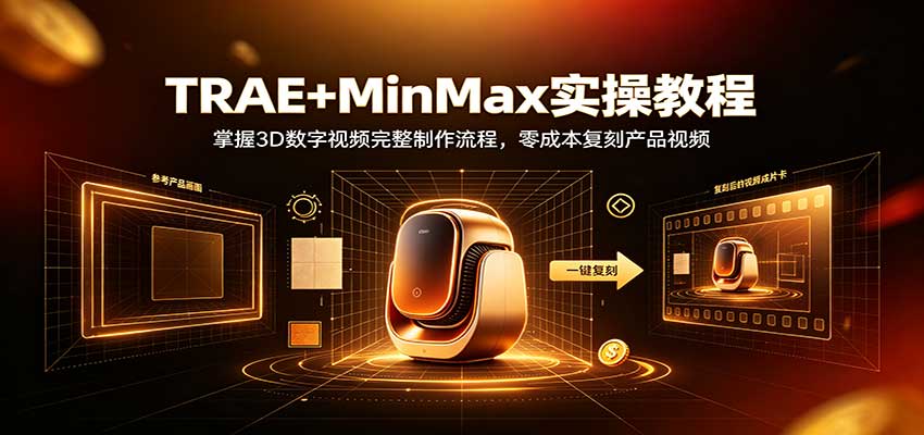 TRAE+MinMax实操教程：3D数字视频完整制作流程，零成本复刻产品视频 - 福创网