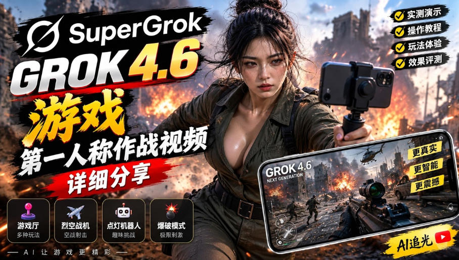 Grok 4.6也能做游戏？第一人称作战视频实测｜玩法详细讲解 - 福创网