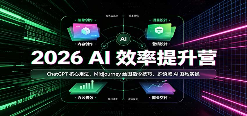 2026 AI效率提升营：ChatGPT核心用法，Midjourney绘图指令技巧，多领域AI落地实操 - 福创网