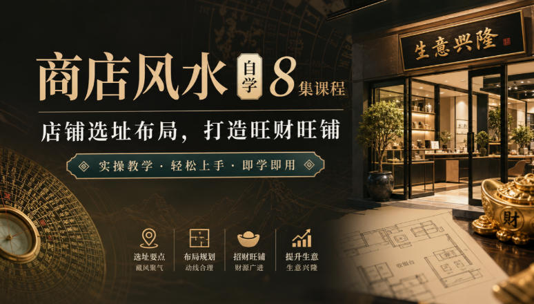 商店风水自学8集课程｜店铺选址布局，打造旺财旺铺实操教学 - 福创网