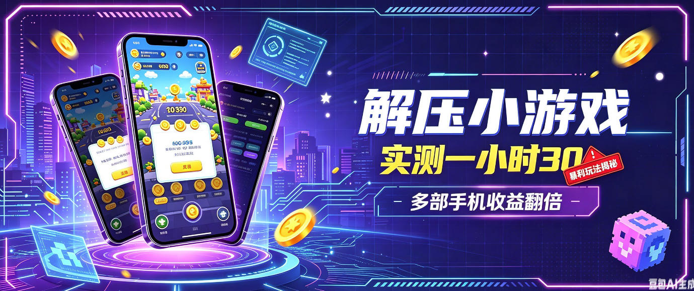 小游戏全流程玩法，实测一小时搞30，简单无脑解压，当天做当天就能看到进账，直接冲就行【揭秘】 - 福创网