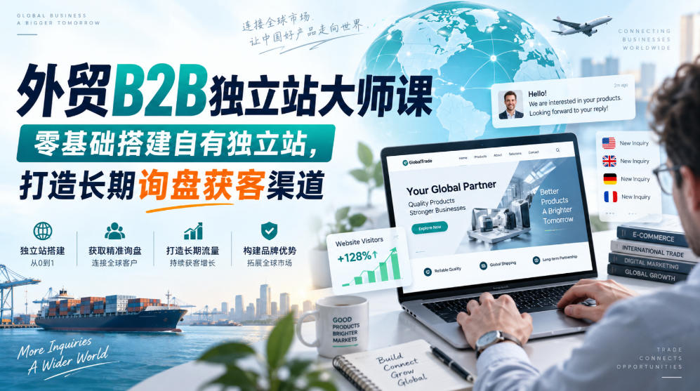 外贸B2B独立站大师课，零基础搭建自有独立站，打造长期询盘获客渠道 - 福创网