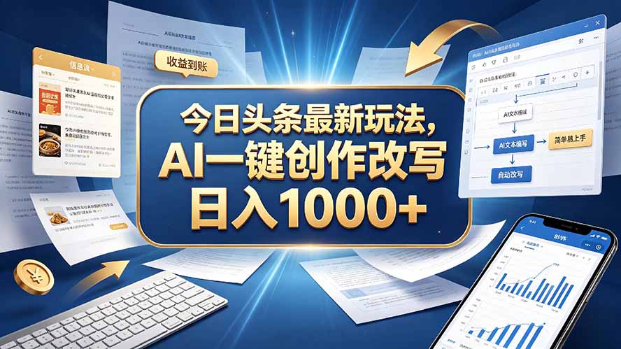 今日头条最新玩法，AI 一键创作改写，简单易上手，轻松日入 1000 + - 福创网