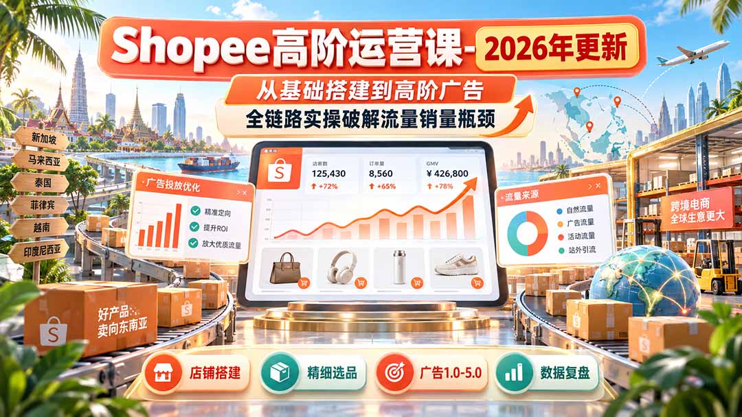 Shopee高阶运营课-更新9月，从基础搭建到高阶广告，全链路实操破解流量销量瓶颈 - 福创网