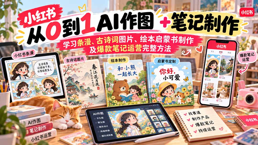 2026小红书AI内容创作从0到1：学习条漫、古诗词图片、绘本启蒙书制作及爆款笔记运营完整方法 - 福创网