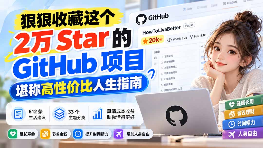 狠狠收藏这个 2 万 Star 的 GitHub 项目，堪称高性价比人生指南。 - 福创网