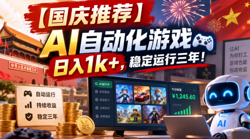 【国庆推荐】AI自动化游戏，日入1k+，操作简单，稳定运行三年！【揭秘】 - 福创网