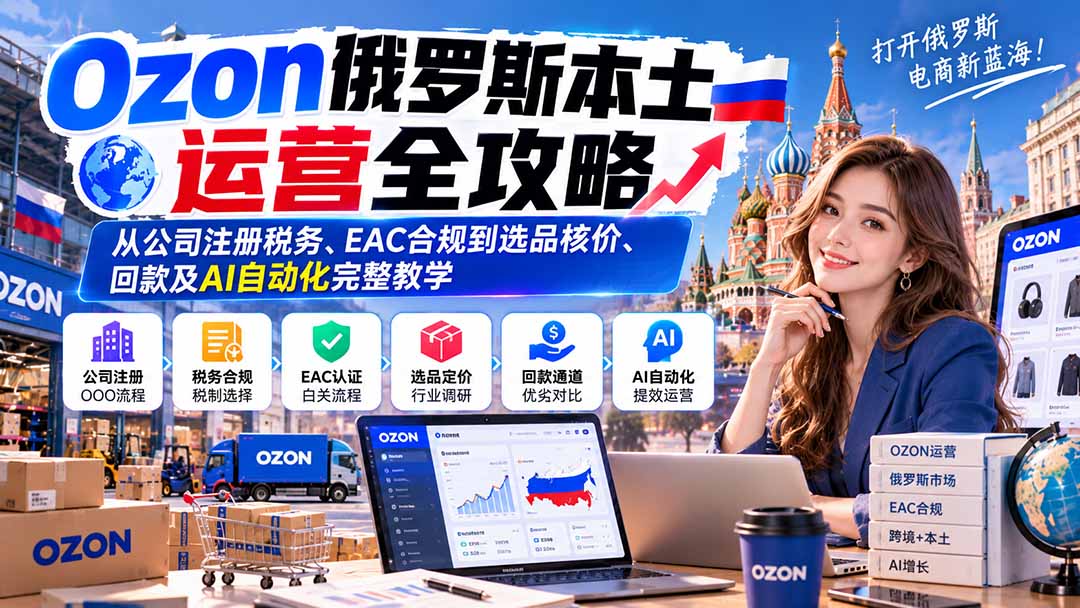 Ozon俄罗斯本土运营全攻略：从公司注册税务、EAC合规到选品核价、回款及AI自动化完整教学 - 福创网