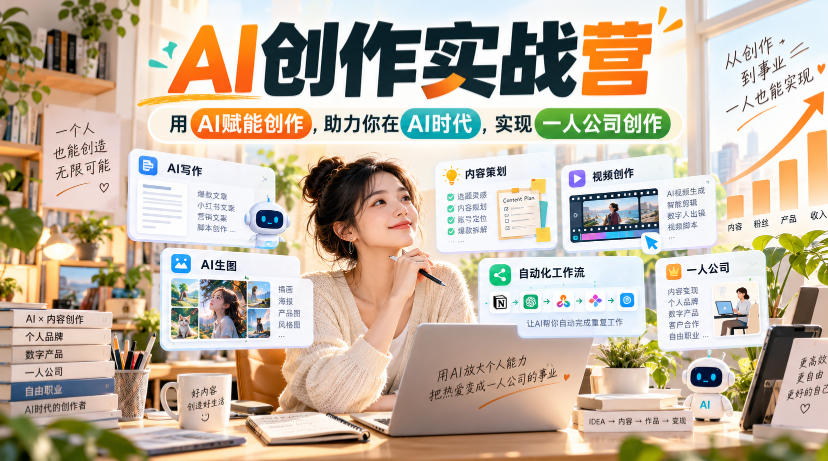 AI创作实战营，用AI赋能创作，助力你在AI时代，实现一人公司创作 - 福创网